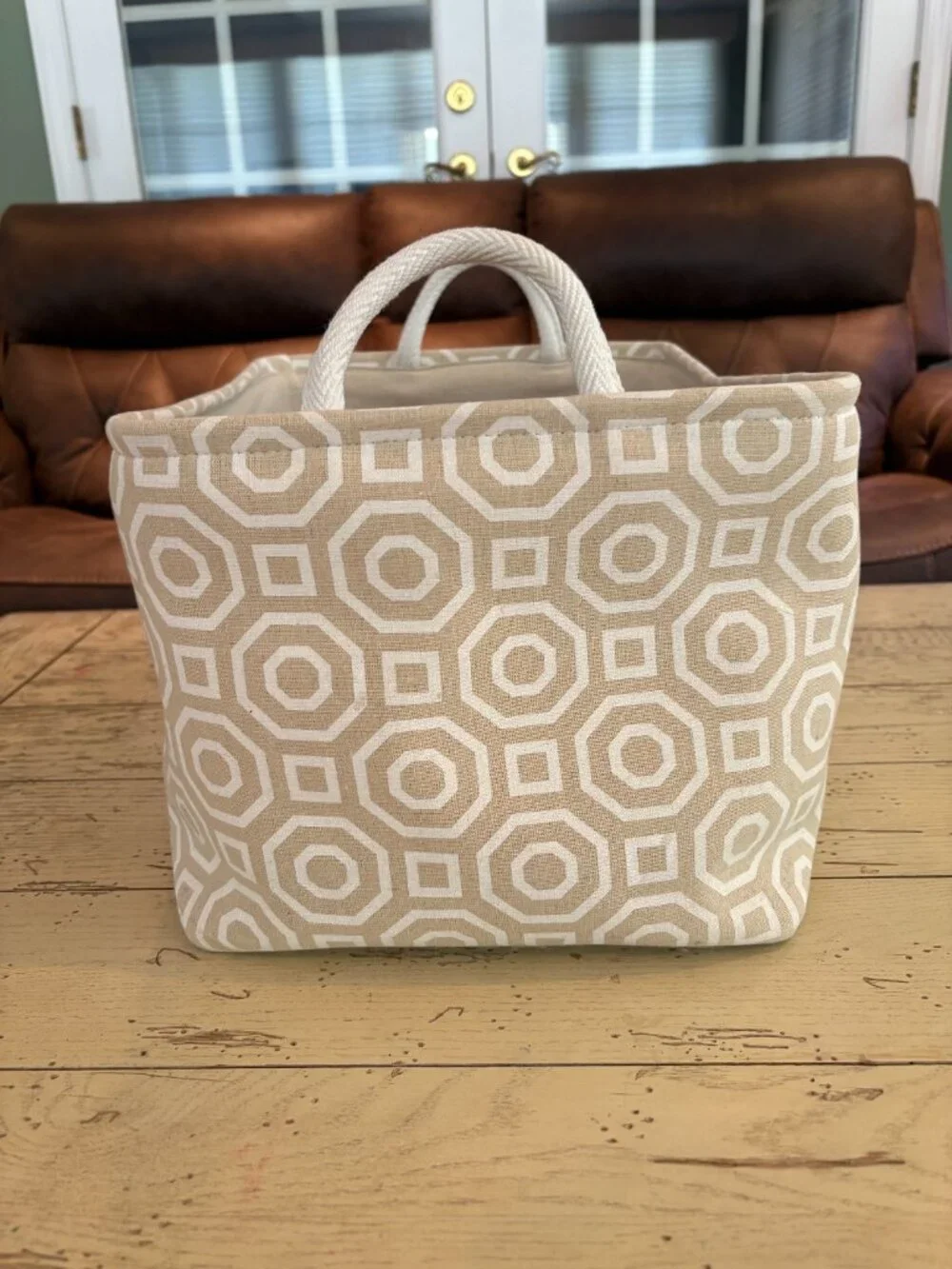Canvas Printed Storage Basket with Handles